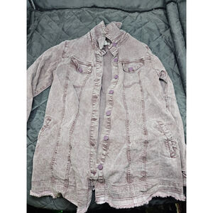 LOGO Los Angeles Mauve Acid Wash Denim Jacket Women’s Size 10 Raw Hem